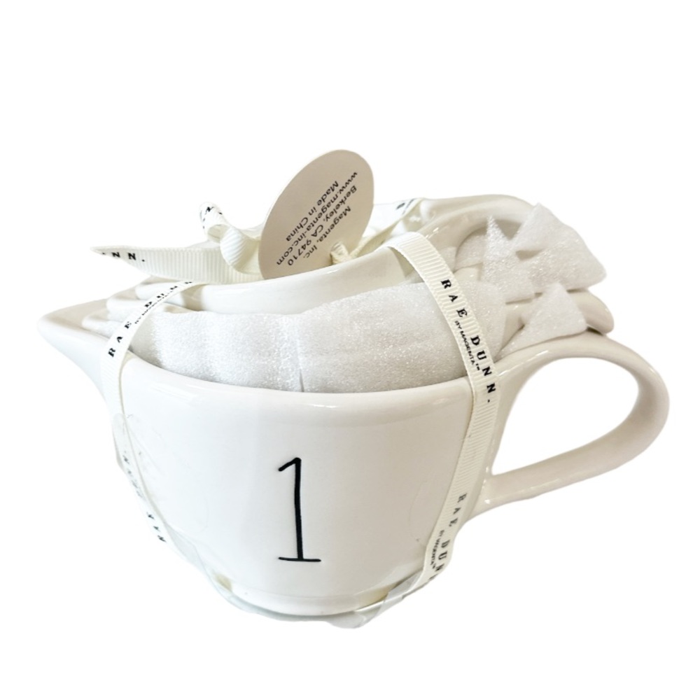 NEW  Rae Dunn Teacup Measuring Cups w/Handles Set/4